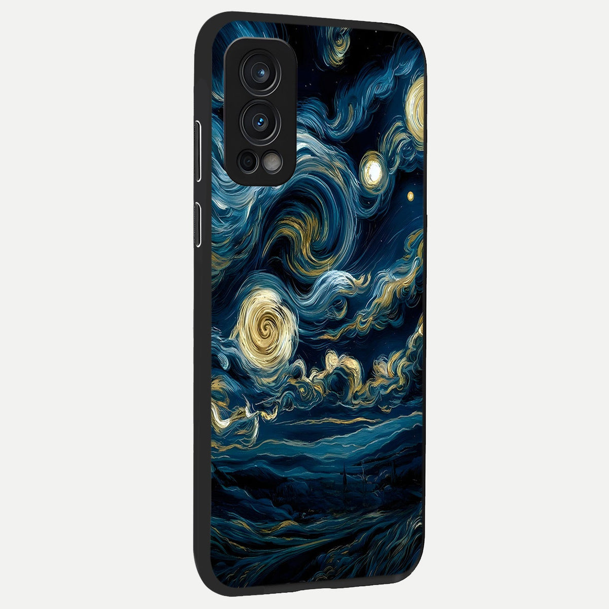  Midnight Sky Whirl back cover For OnePlus Nord 2 slim fit glass case with vibrant aesthetic design