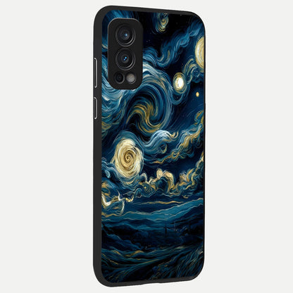  Midnight Sky Whirl back cover For OnePlus Nord 2 slim fit glass case with vibrant aesthetic design