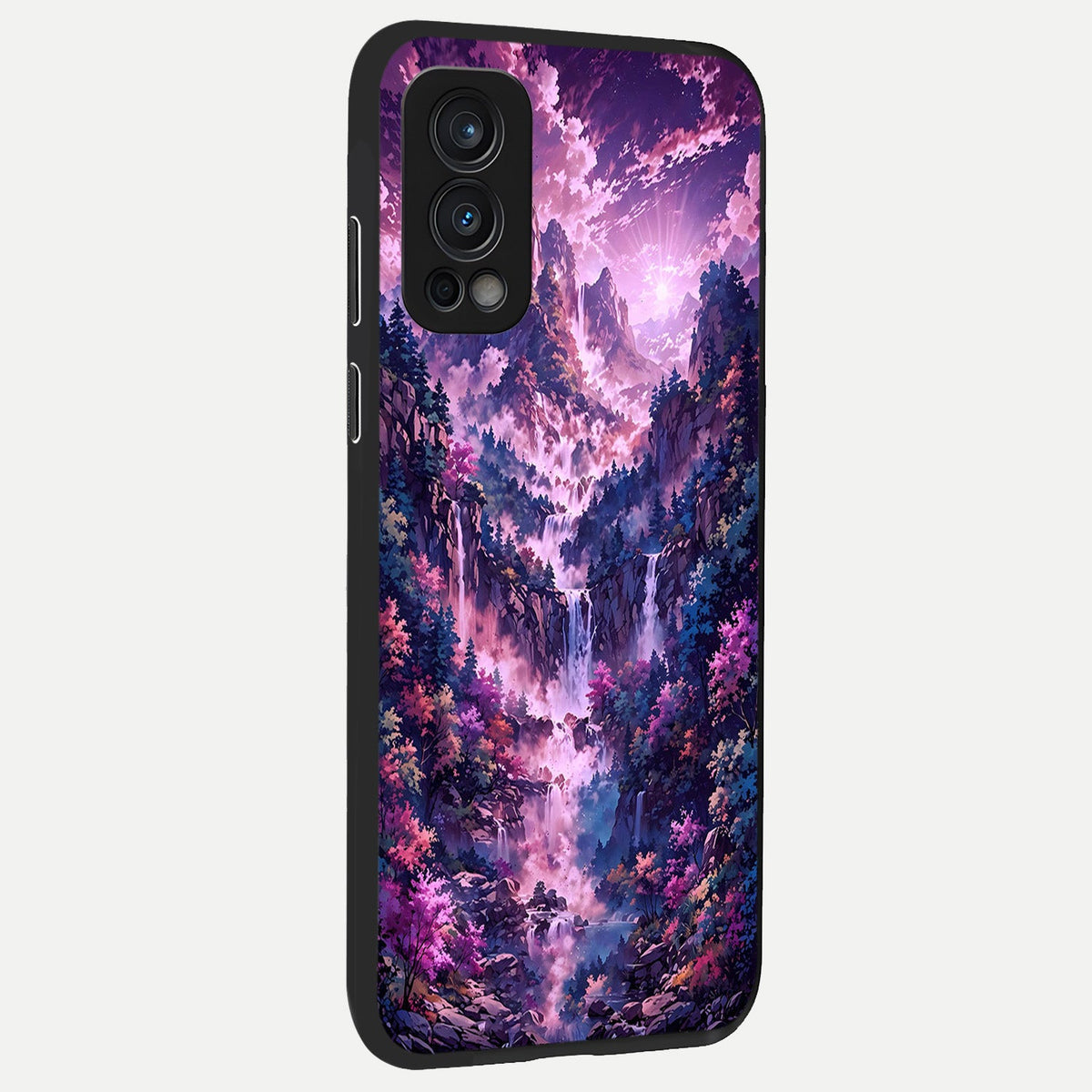  Mystic Cascade Peaks back cover For OnePlus Nord 2 slim fit glass case with vibrant aesthetic design