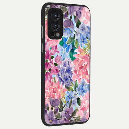  Pastel Floral Mix back cover For OnePlus Nord 2 slim fit glass case with vibrant aesthetic design