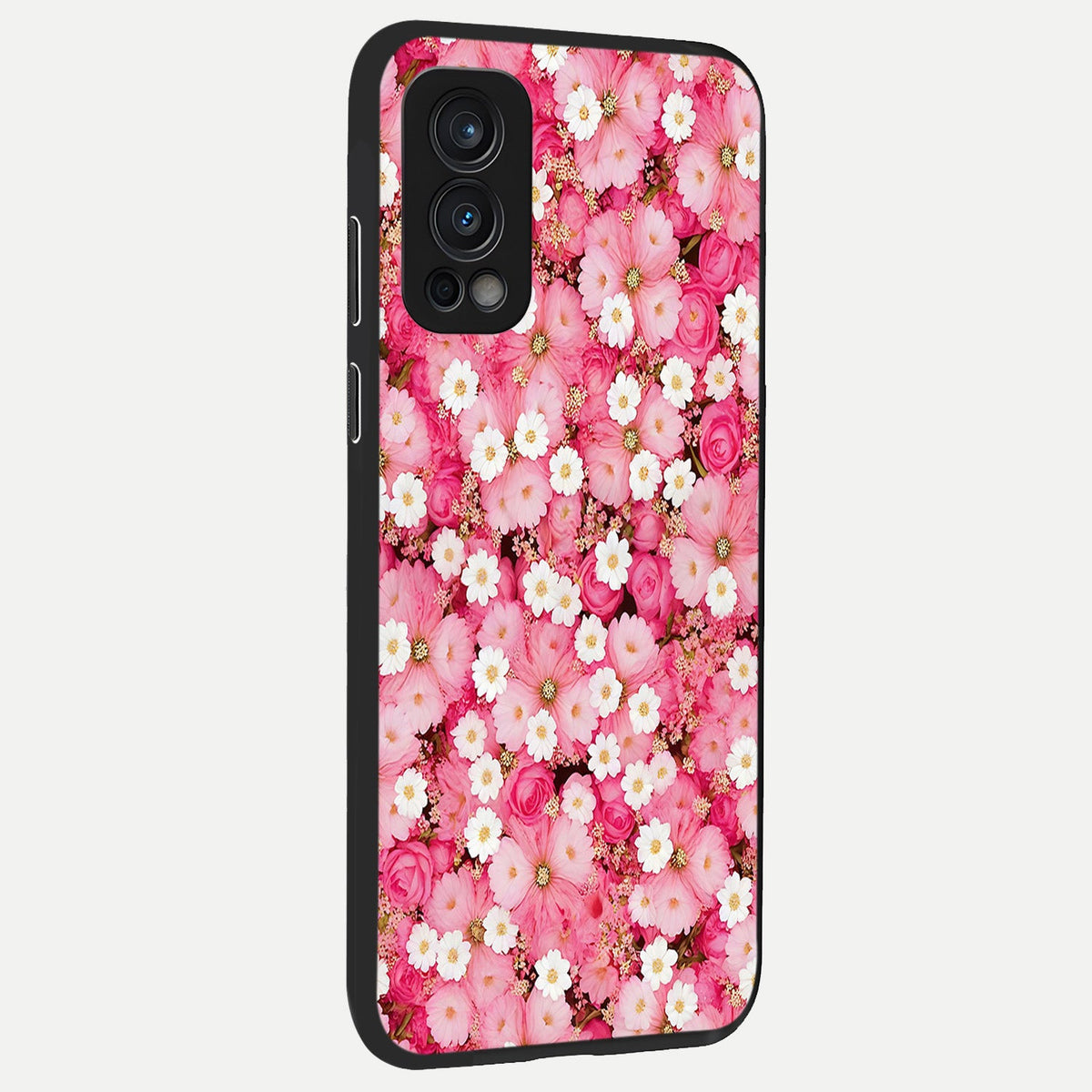  Pink Daisy Bliss back cover For OnePlus Nord 2 slim fit glass case with vibrant aesthetic design