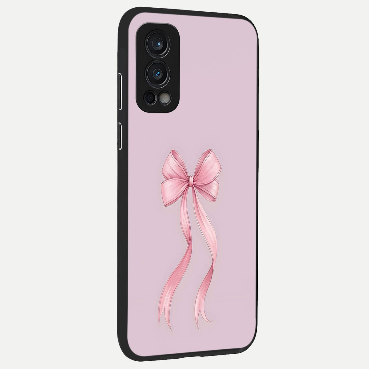  Soft Blush Bow back cover For OnePlus Nord 2 slim fit glass case with vibrant aesthetic design