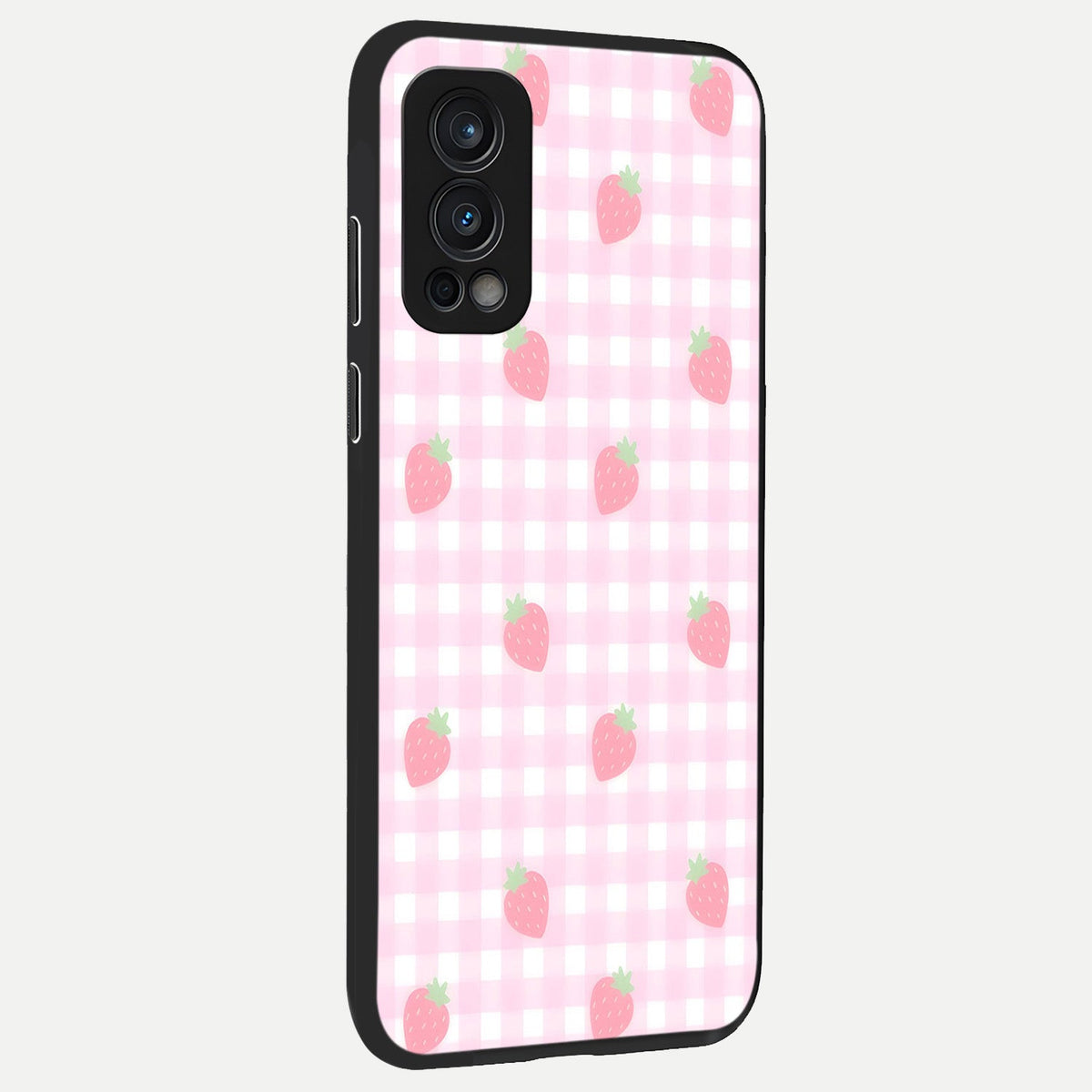 Strawberry Picnic Love back cover For OnePlus Nord 2 slim fit glass case with vibrant aesthetic design