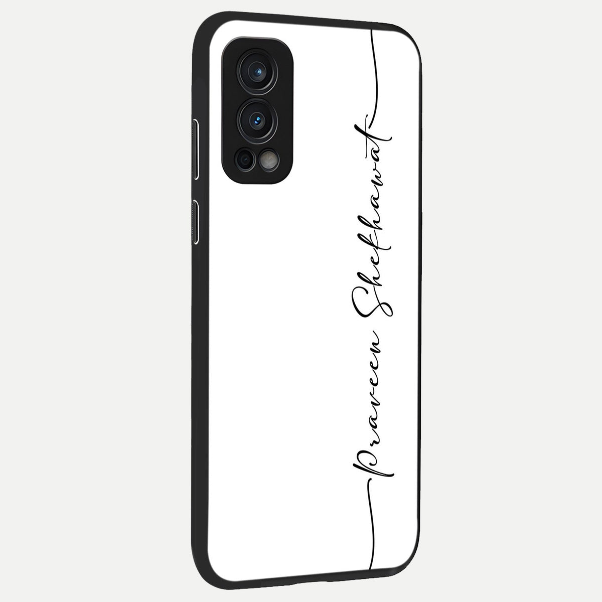  White Tune Custom Name back cover For OnePlus Nord 2 slim fit personalized glass case with aesthetic design