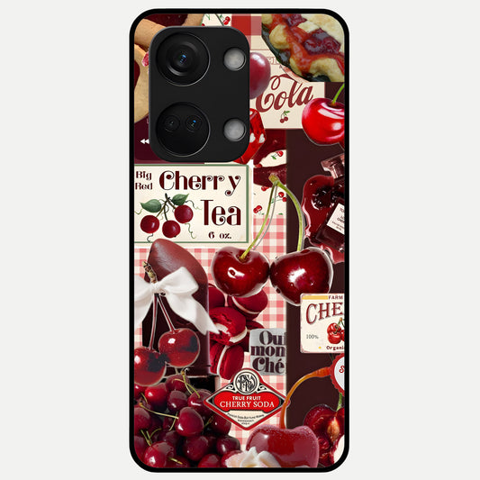  Aesthetic Cherry Tea Glass Case For Oneplus Nord 3 back cover – full design glossy printed glass finish