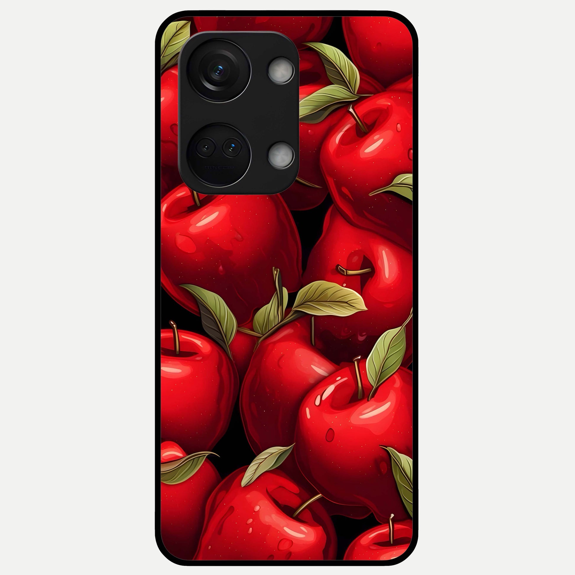  Apple Pattern Glass Case For Oneplus Nord 3 back cover – full design glossy printed glass finish