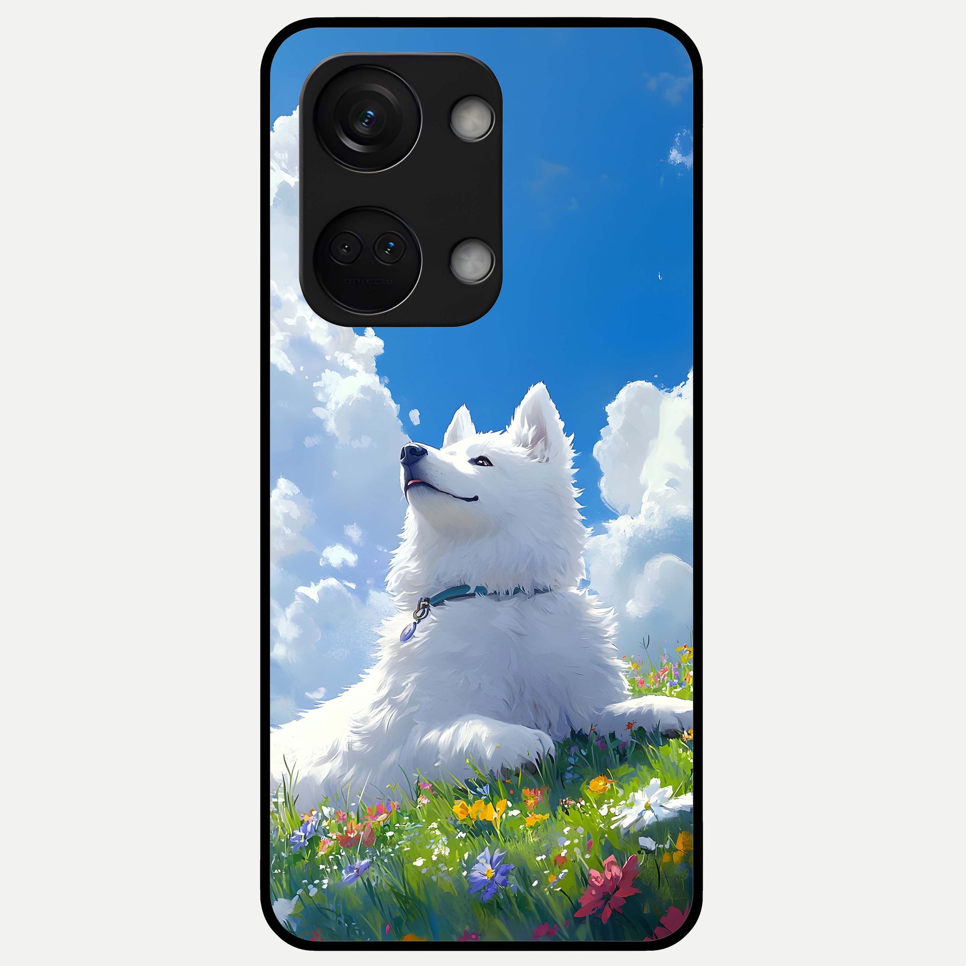  Blissful Cloud Pup Glass Case For Oneplus Nord 3 back cover – full design glossy printed glass finish