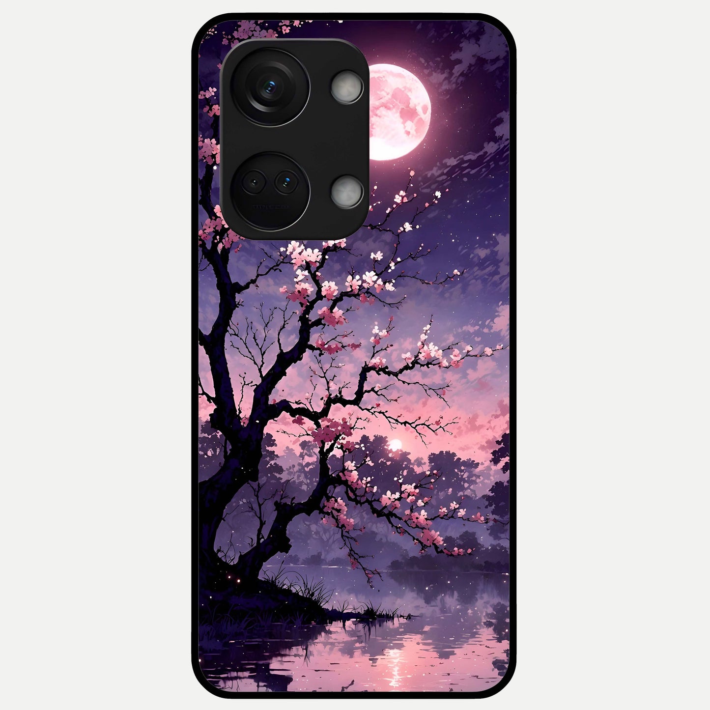  Blossom Pink Moon Glass Case For Oneplus Nord 3 back cover – full design glossy printed glass finish