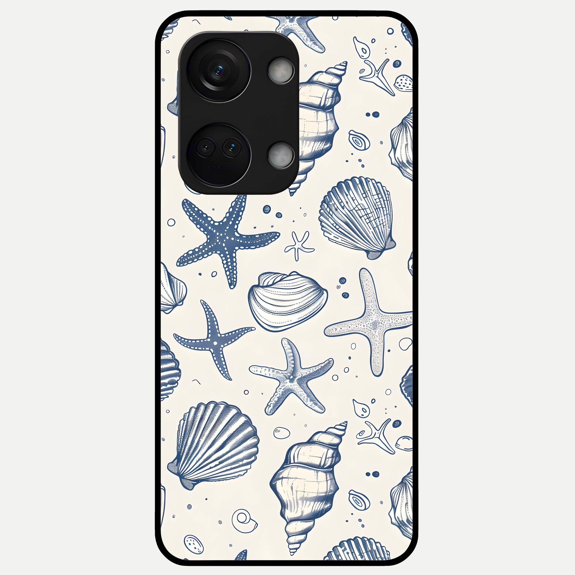  Blue Ocean Outline Glass Case For Oneplus Nord 3 back cover – full design glossy printed glass finish