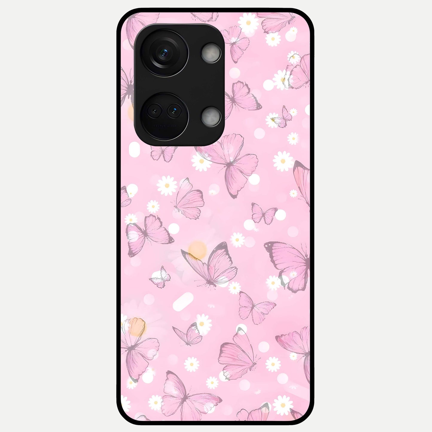  Blush Butterfly Garden Glass Case For Oneplus Nord 3 back cover – full design glossy printed glass finish