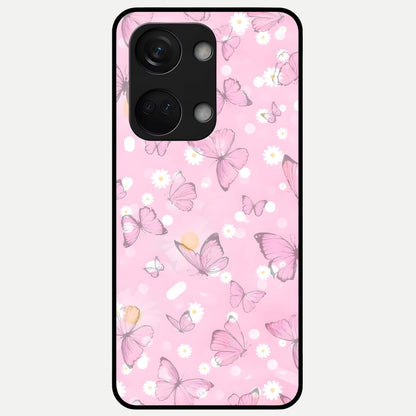  Blush Butterfly Garden Glass Case For Oneplus Nord 3 back cover – full design glossy printed glass finish
