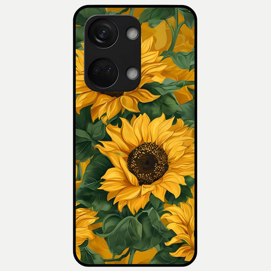  Bright Sunflower Bloom Glass Case For Oneplus Nord 3 back cover – full design glossy printed glass finish