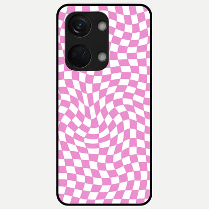  Bubblegum Check Wave Glass Case For Oneplus Nord 3 back cover – full design glossy printed glass finish