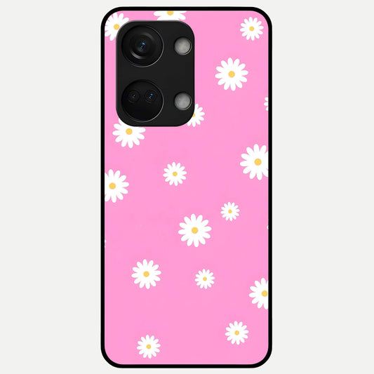  Bubblegum Daisy Pop Glass Case For Oneplus Nord 3 back cover – full design glossy printed glass finish