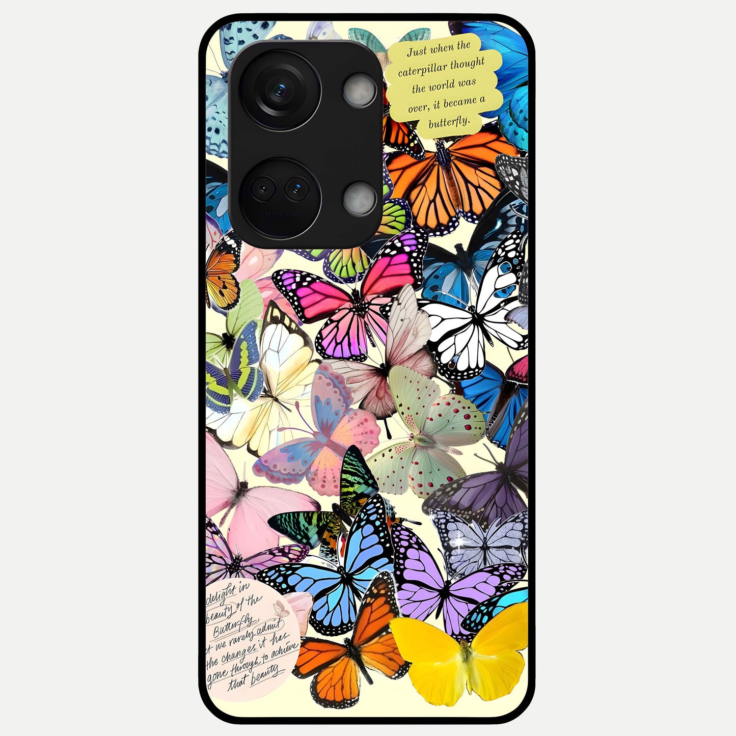  Butterflies Petal Dream Glass Case For Oneplus Nord 3 back cover – full design glossy printed glass finish