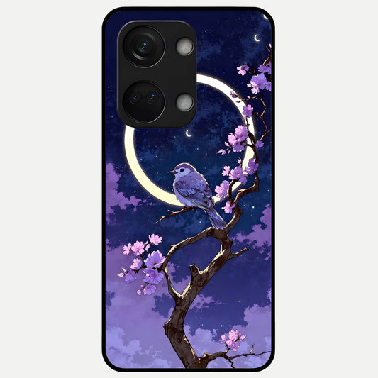  Celestial Bird Blossom Glass Case For Oneplus Nord 3 back cover – full design glossy printed glass finish