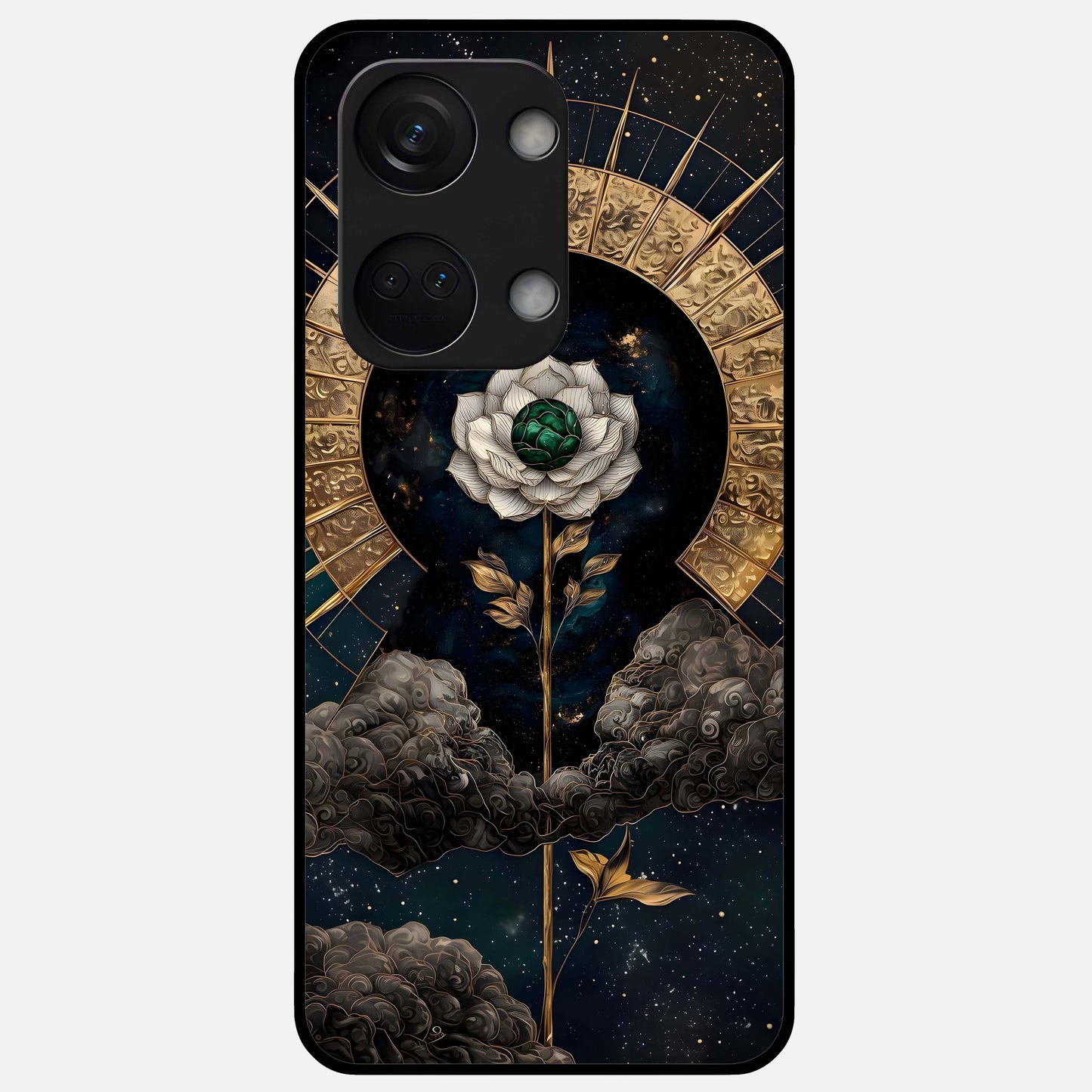  Celestial Lotus Morang Glass Case For Oneplus Nord 3 back cover – full design glossy printed glass finish