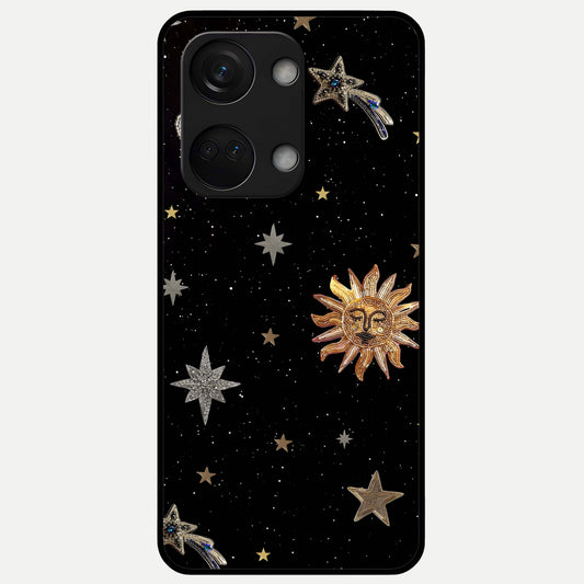  Celestial Moon With Stars Glass Case For Oneplus Nord 3 back cover – full design glossy printed glass finish