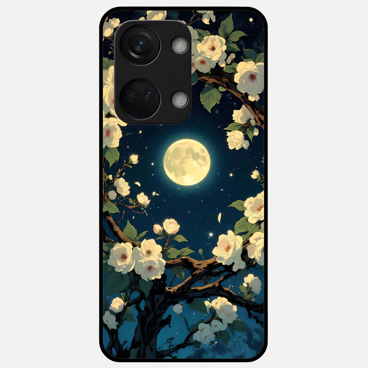  Celestial Moon And Flower Glass Case For Oneplus Nord 3 back cover – full design glossy printed glass finish