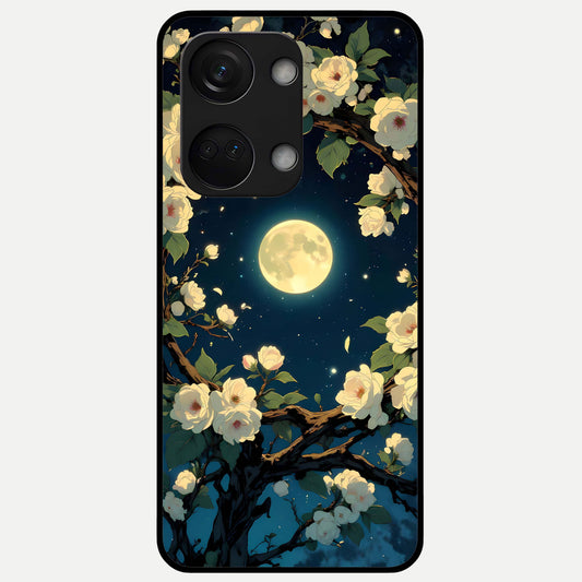  Celestial Moon And Flower Glass Case For Oneplus Nord 3 back cover – full design glossy printed glass finish