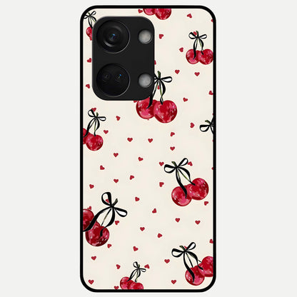  Cherry Heart Bow Glass Case For Oneplus Nord 3 back cover – full design glossy printed glass finish