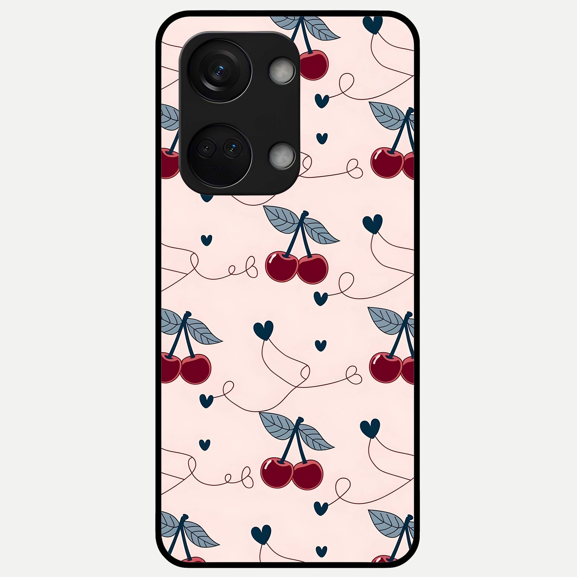  Cherry Heart Line Glass Case For Oneplus Nord 3 back cover – full design glossy printed glass finish