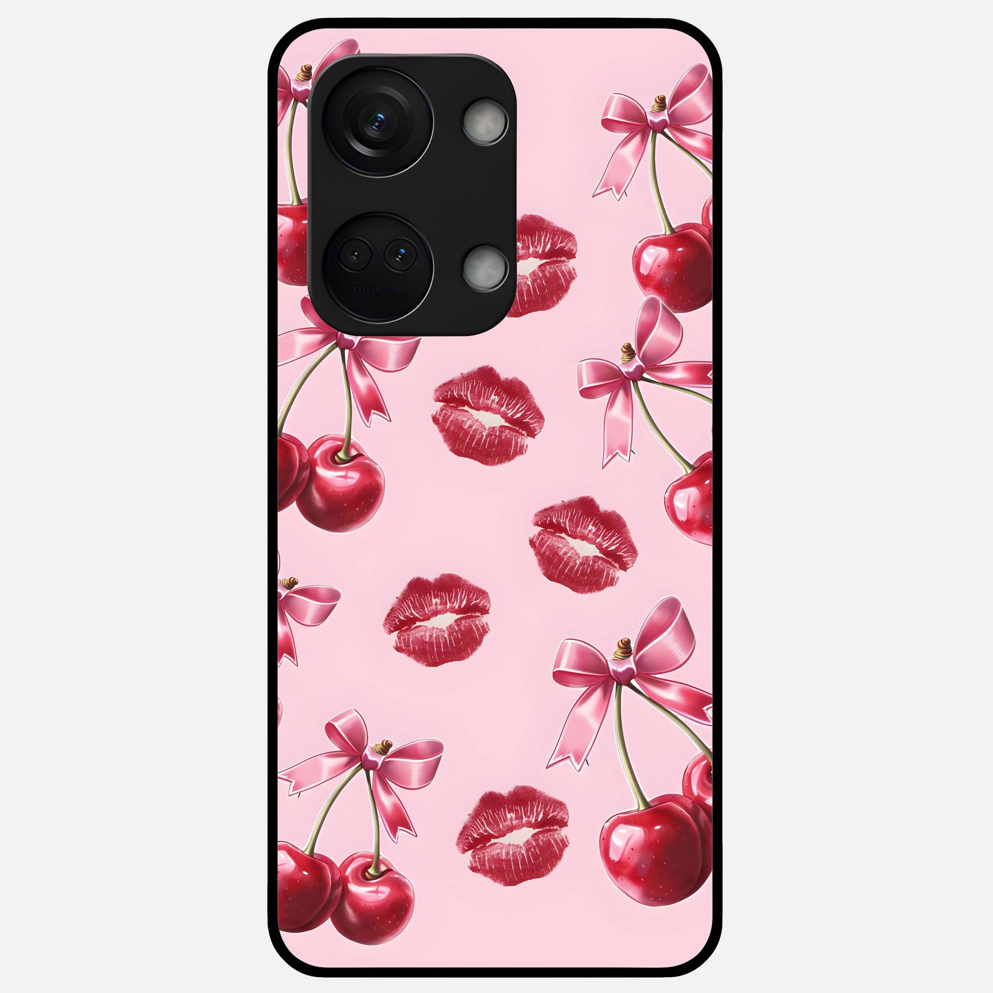  Cherry With Lips Glass Case For Oneplus Nord 3 back cover – full design glossy printed glass finish
