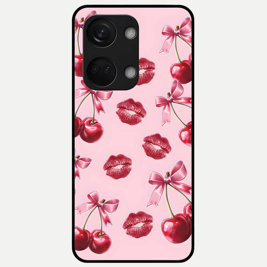  Cherry With Lips Glass Case For Oneplus Nord 3 back cover – full design glossy printed glass finish
