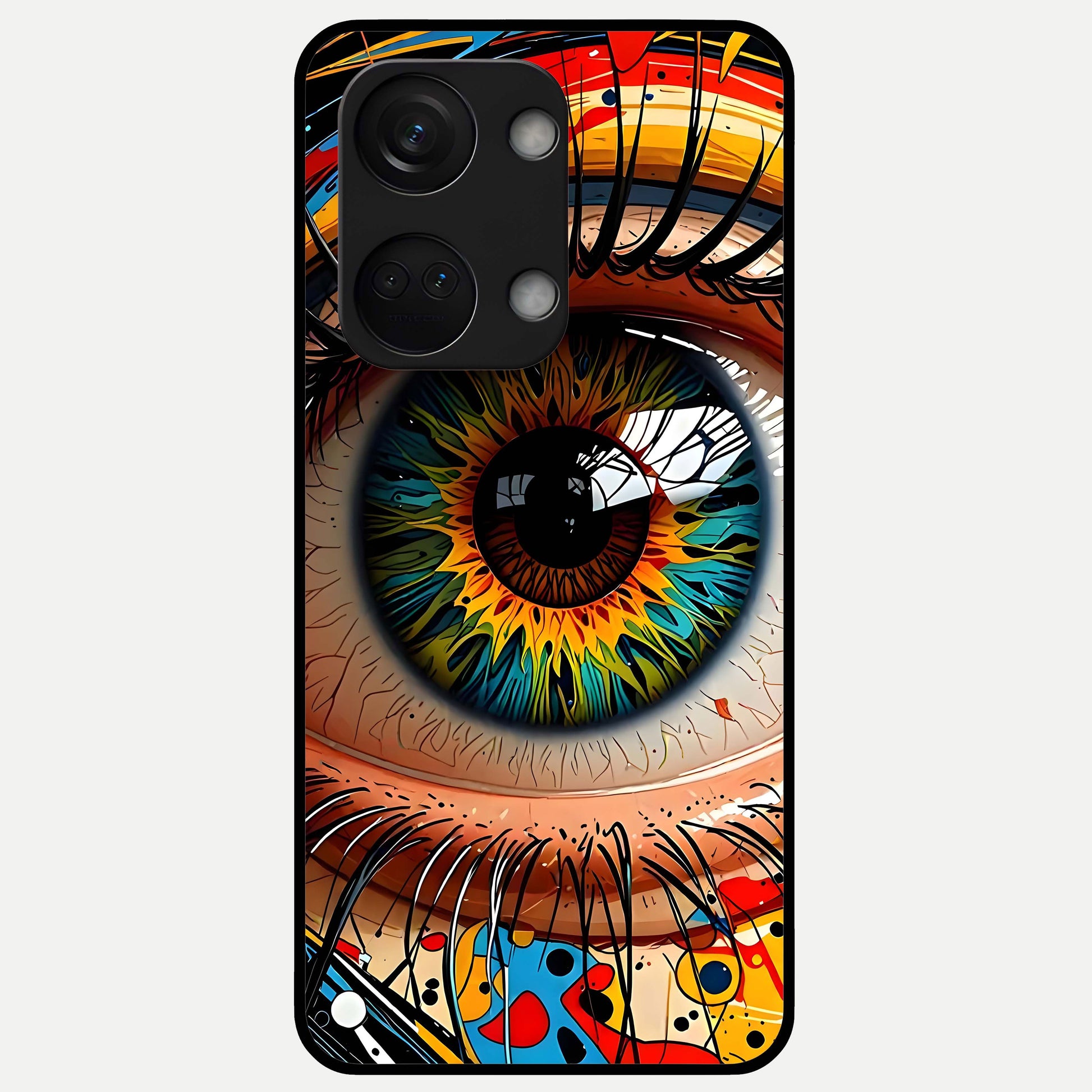  Colorful Eye Glass Case For Oneplus Nord 3 back cover – full design glossy printed glass finish