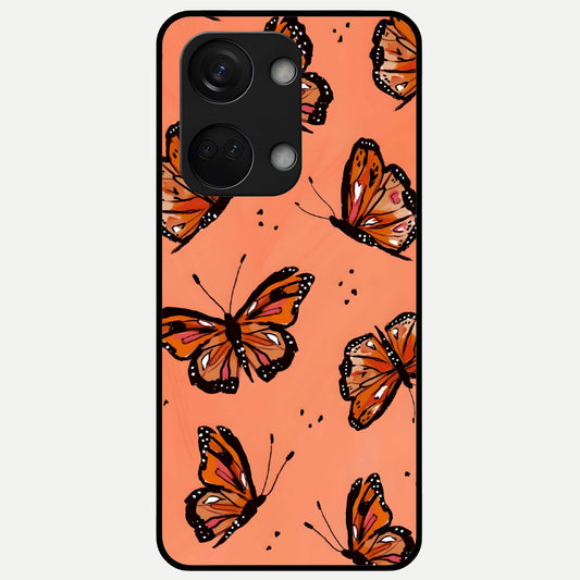  Coral Wing Butterfly Glass Case For Oneplus Nord 3 back cover – full design glossy printed glass finish