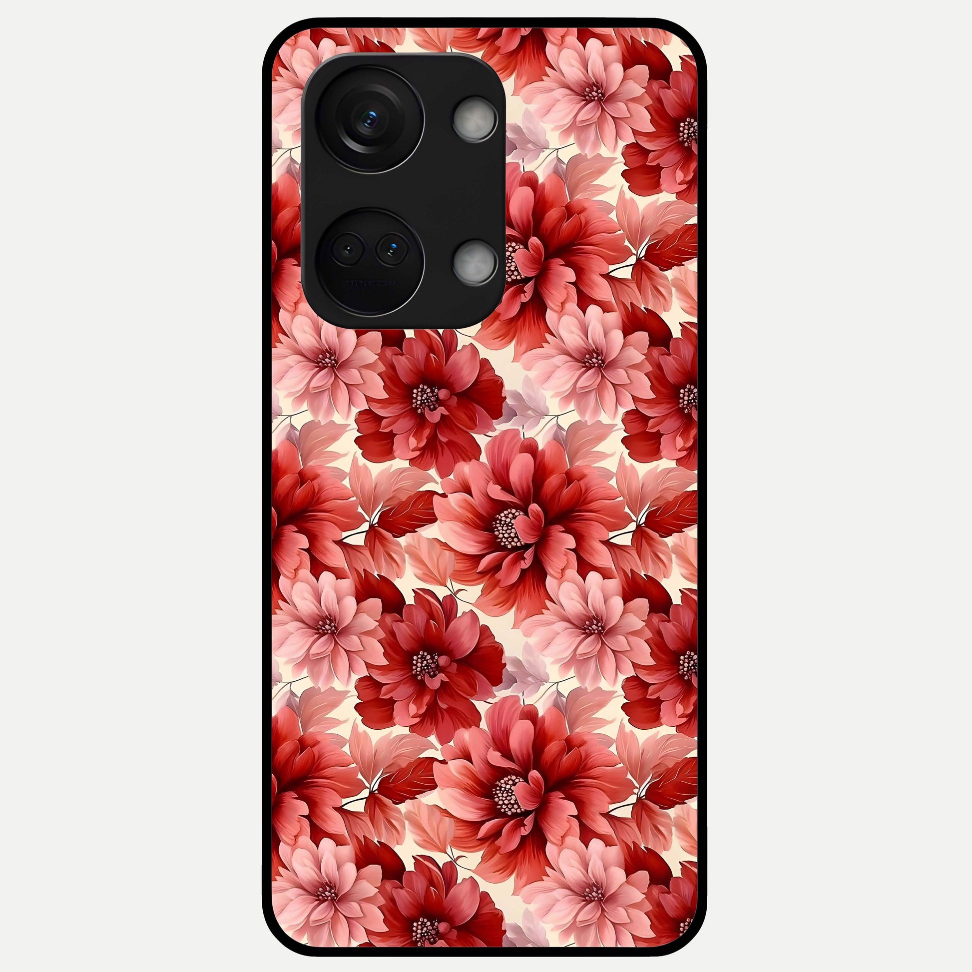  Crimson Love Petals Glass Case For Oneplus Nord 3 back cover – full design glossy printed glass finish
