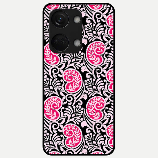 Crimson Paisley Charm Glass Case For Oneplus Nord 3 back cover – full design glossy printed glass finish