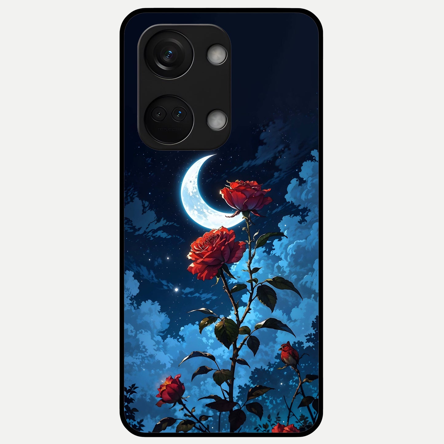  Crimson Rose Moon Glass Case For Oneplus Nord 3 back cover – full design glossy printed glass finish