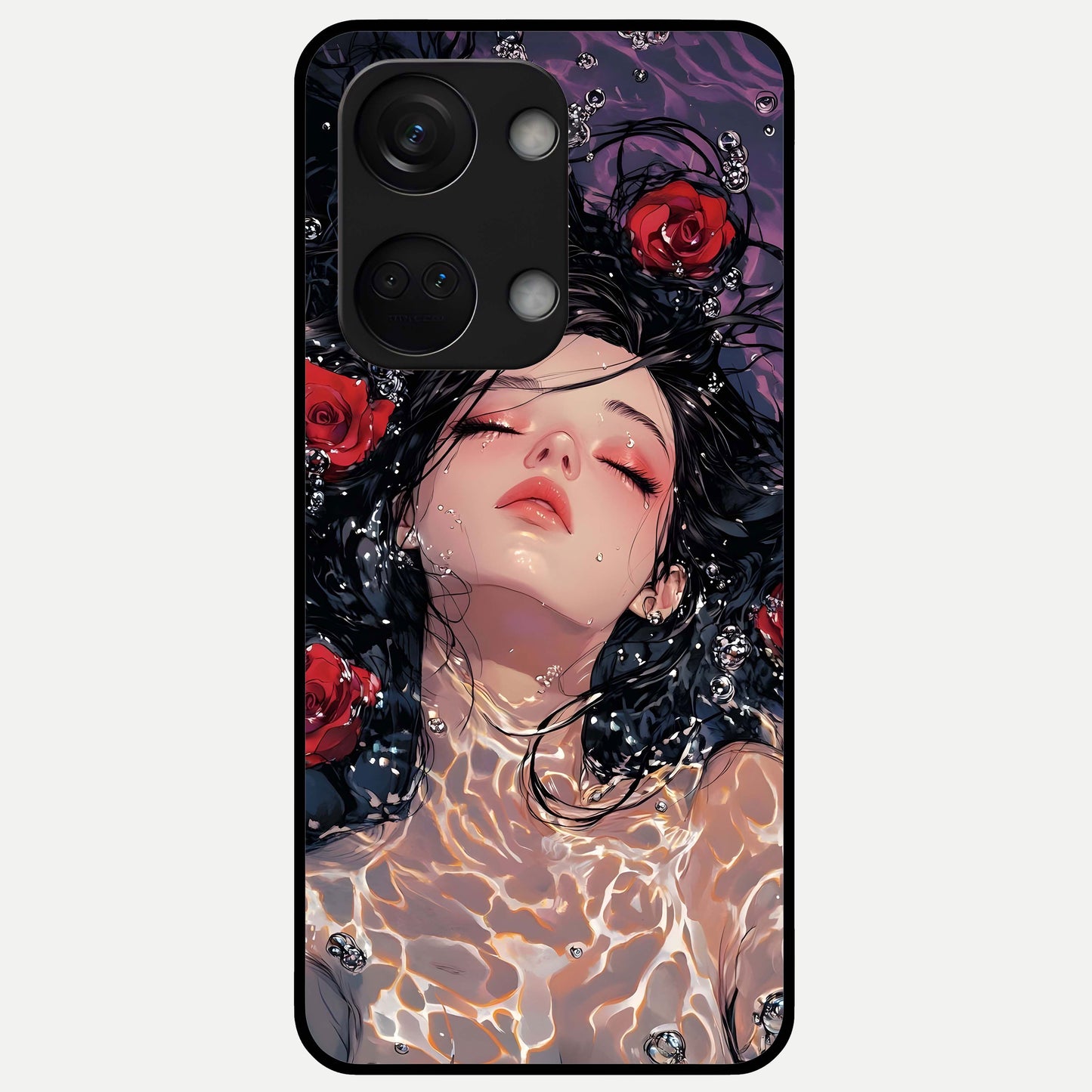  Crimson Rose Serenity Glass Case For Oneplus Nord 3 back cover – full design glossy printed glass finish