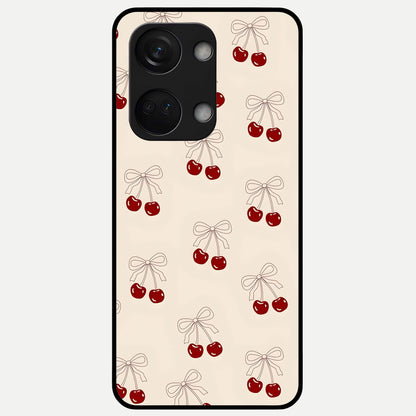  Cute Cherry Pattern Glass Case For Oneplus Nord 3 back cover – full design glossy printed glass finish