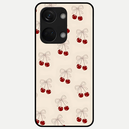  Cute Cherry Pattern Glass Case For Oneplus Nord 3 back cover – full design glossy printed glass finish