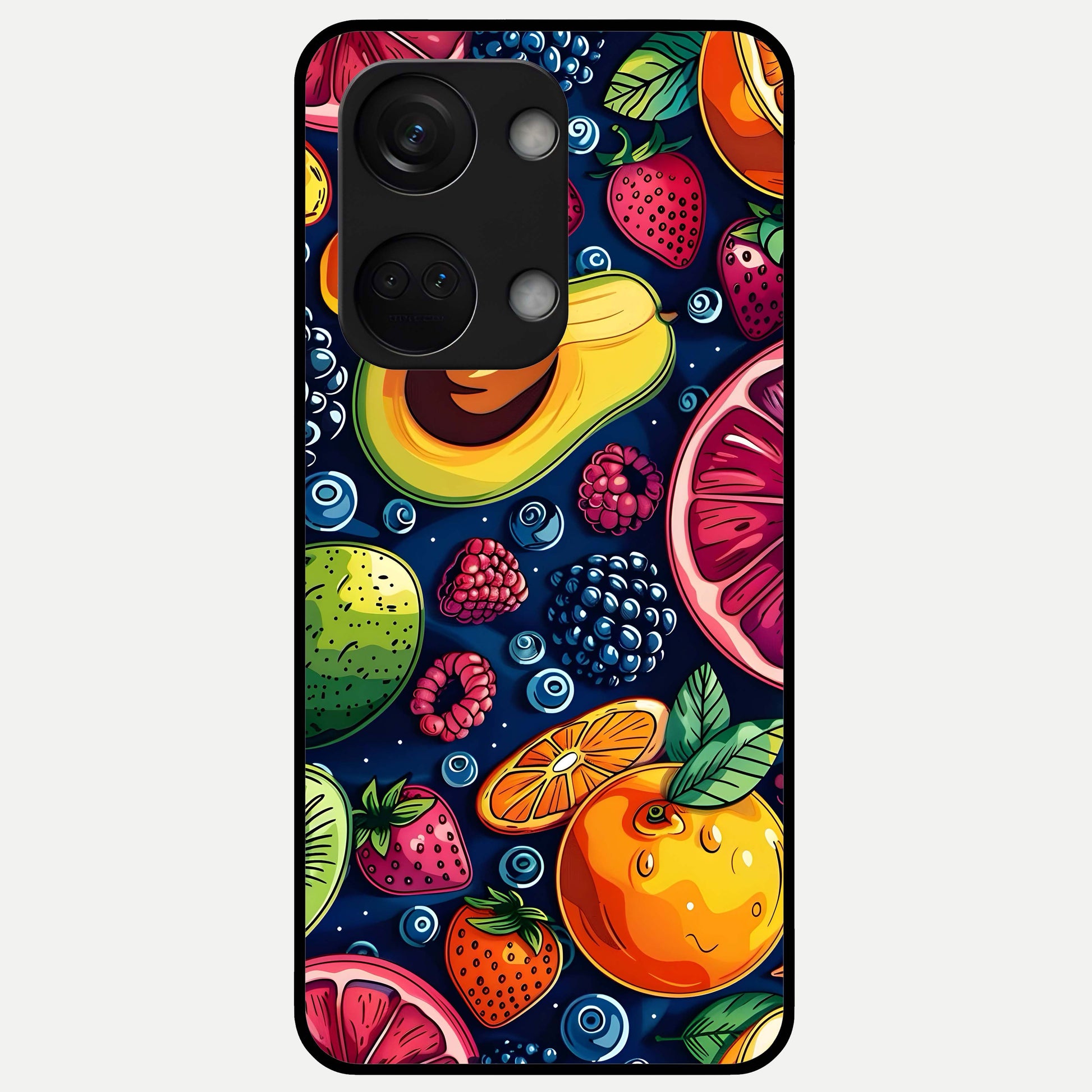  Cute Fruits Art Glass Case For Oneplus Nord 3 back cover – full design glossy printed glass finish