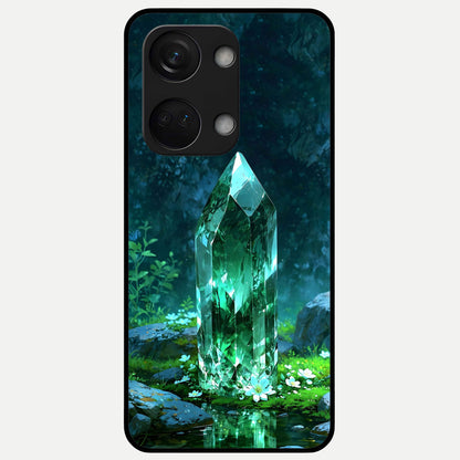  Emerald Light Crystal Glass Case For Oneplus Nord 3 back cover – full design glossy printed glass finish