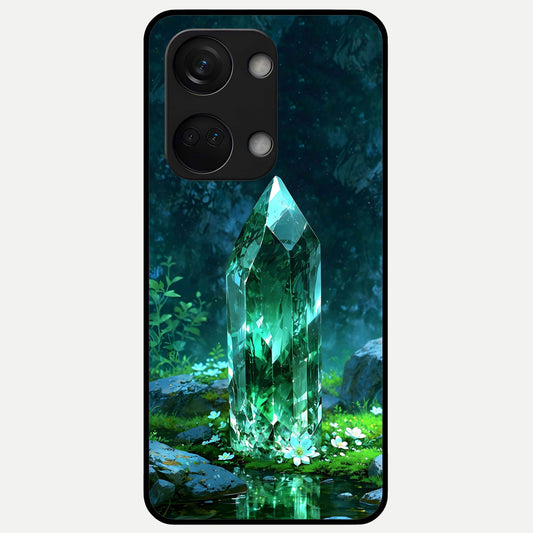  Emerald Light Crystal Glass Case For Oneplus Nord 3 back cover – full design glossy printed glass finish