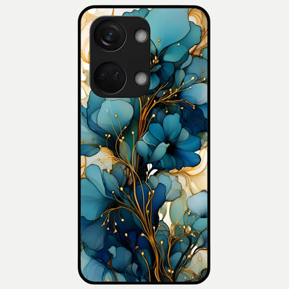  Golden Bloom Symphony Glass Case For Oneplus Nord 3 back cover – full design glossy printed glass finish