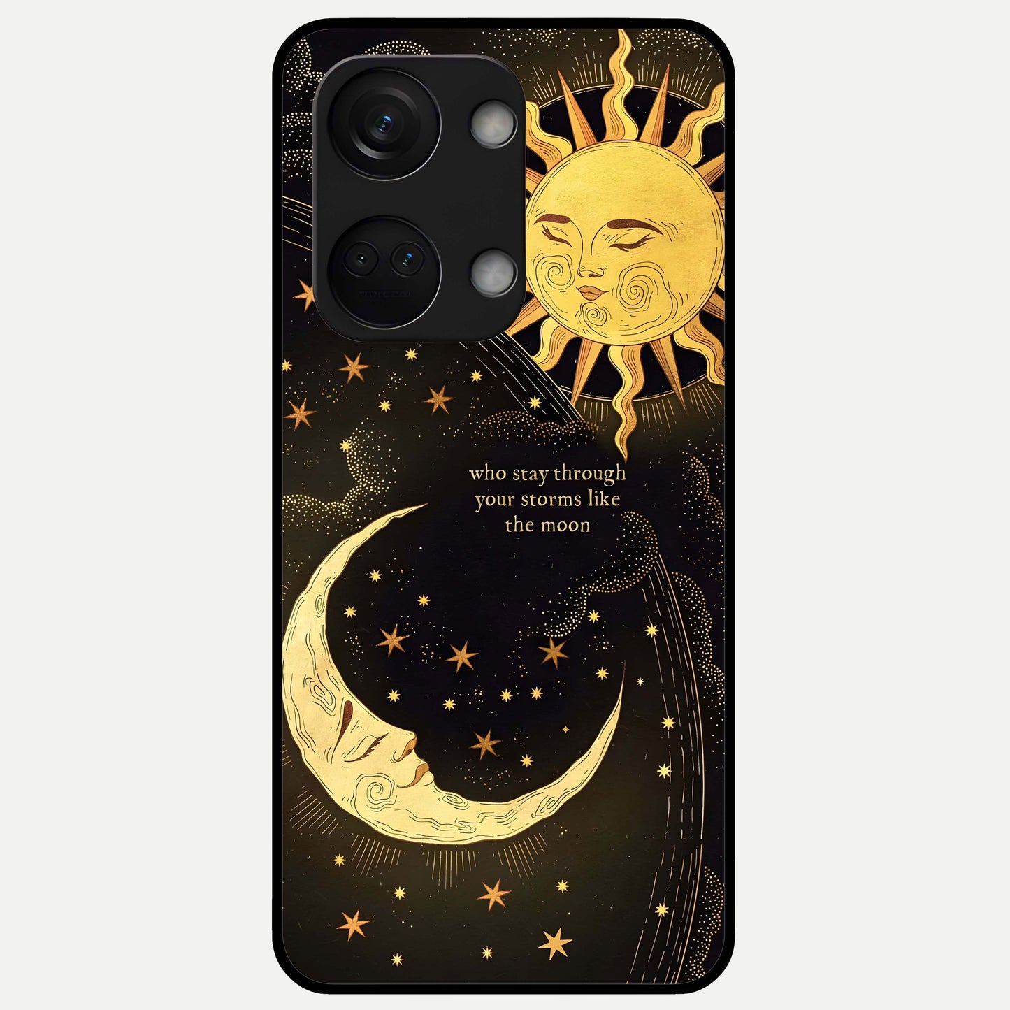  Golden Lunar Love Glass Case For Oneplus Nord 3 back cover – full design glossy printed glass finish