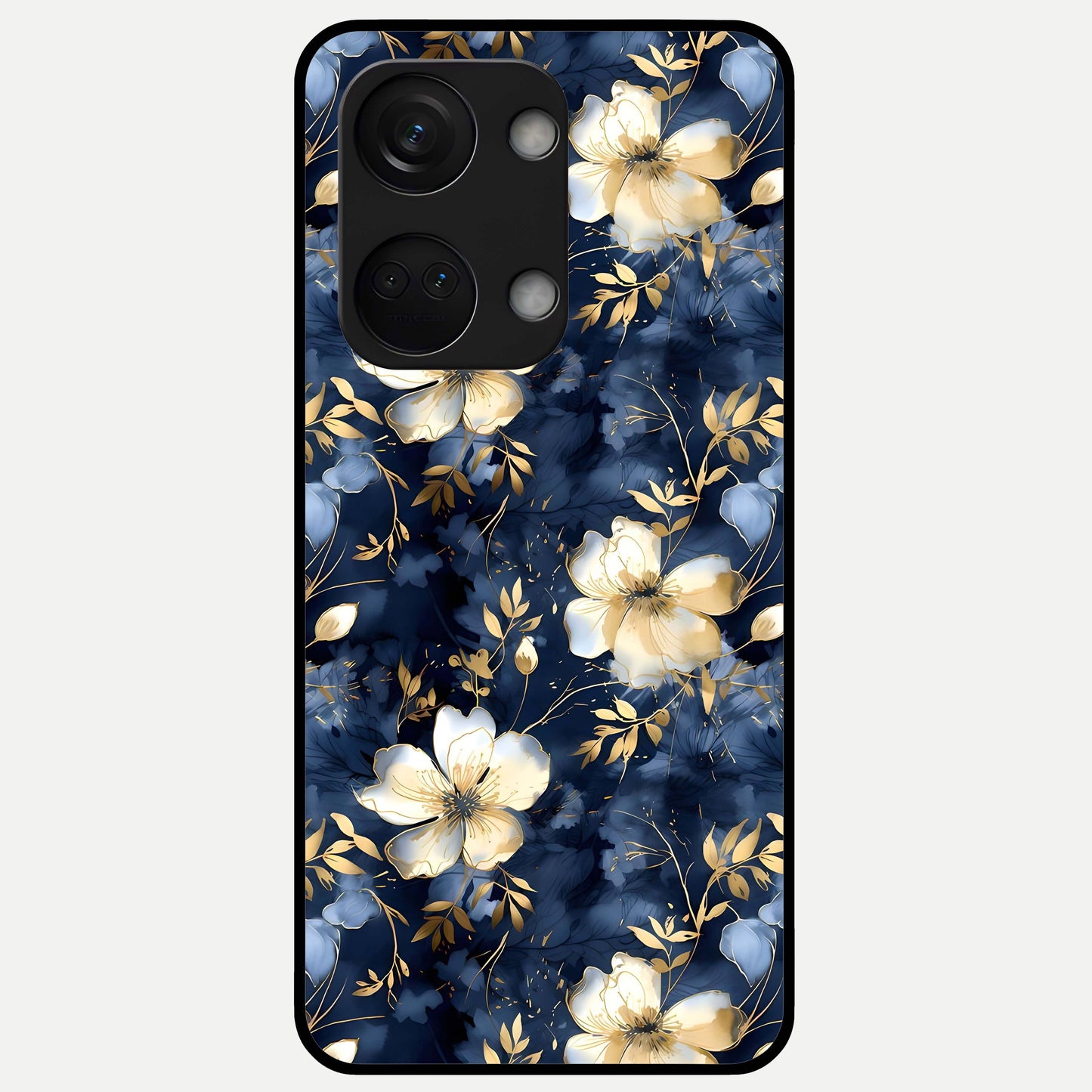  Golden Midnight Bloom Glass Case For Oneplus Nord 3 back cover – full design glossy printed glass finish