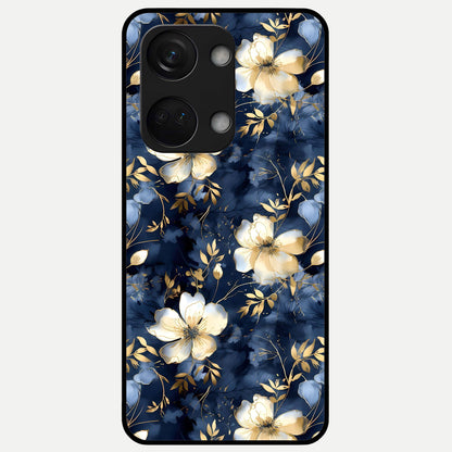  Golden Midnight Bloom Glass Case For Oneplus Nord 3 back cover – full design glossy printed glass finish