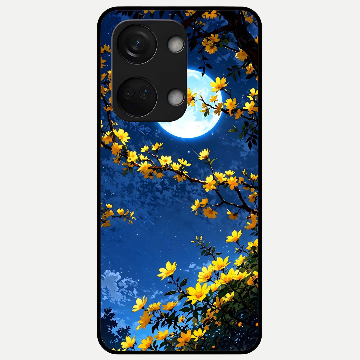  Golden Night Glow Glass Case For Oneplus Nord 3 back cover – full design glossy printed glass finish