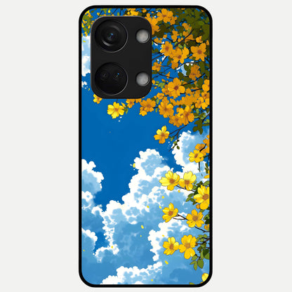  Golden Petal Sky Glass Case For Oneplus Nord 3 back cover – full design glossy printed glass finish