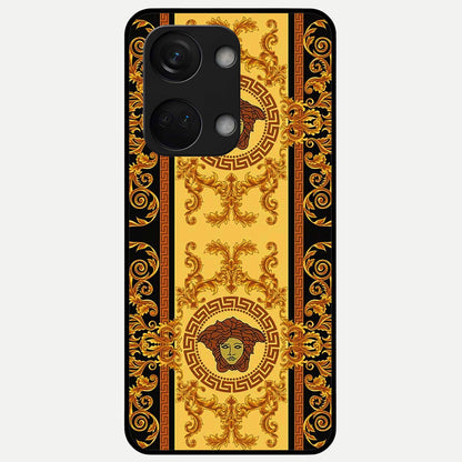  Golden Royal Heritage Glass Case For Oneplus Nord 3 back cover – full design glossy printed glass finish