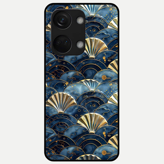  Golden Wave Luxe Glass Case For Oneplus Nord 3 back cover – full design glossy printed glass finish