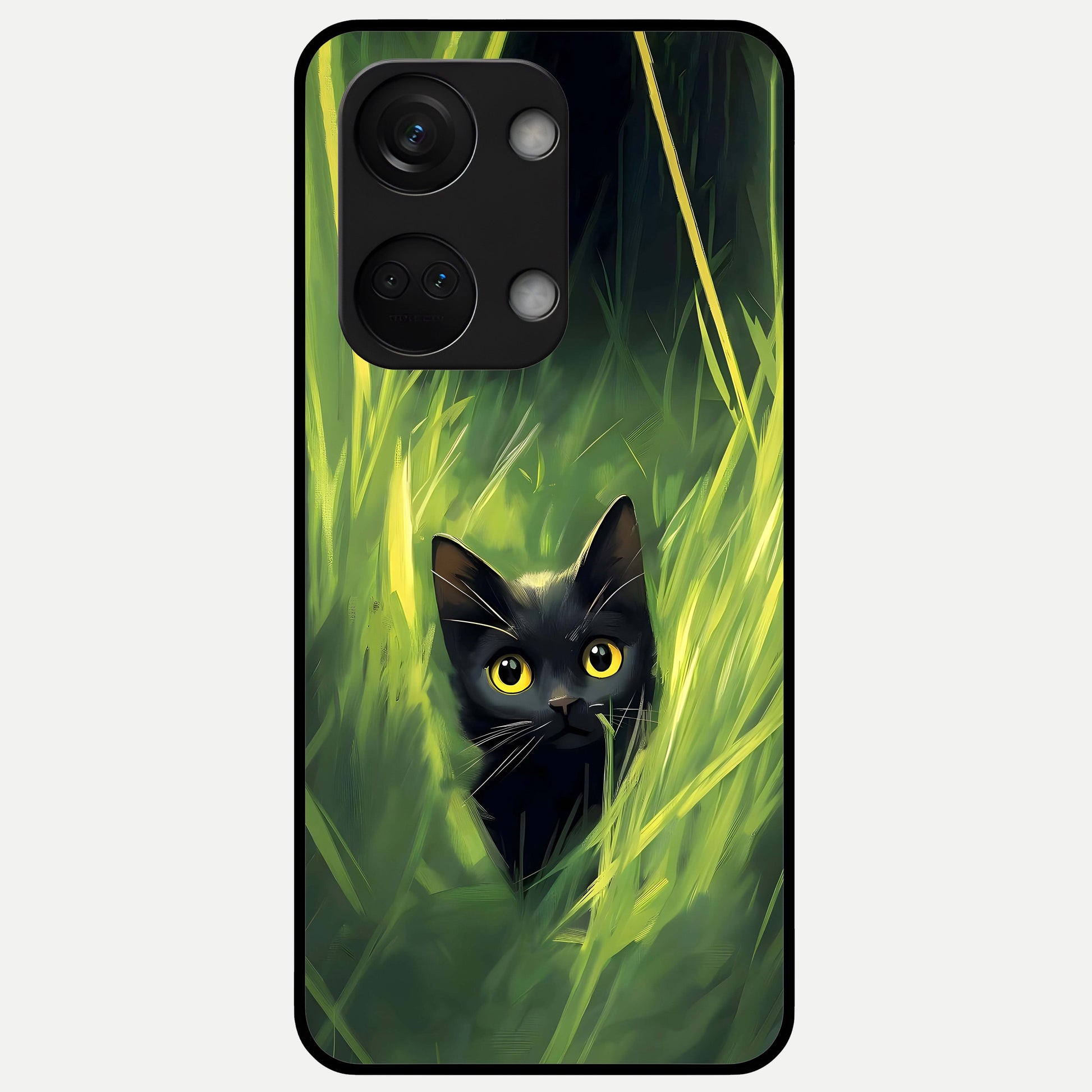  Hidden Cat Whisper Glass Case For Oneplus Nord 3 back cover – full design glossy printed glass finish