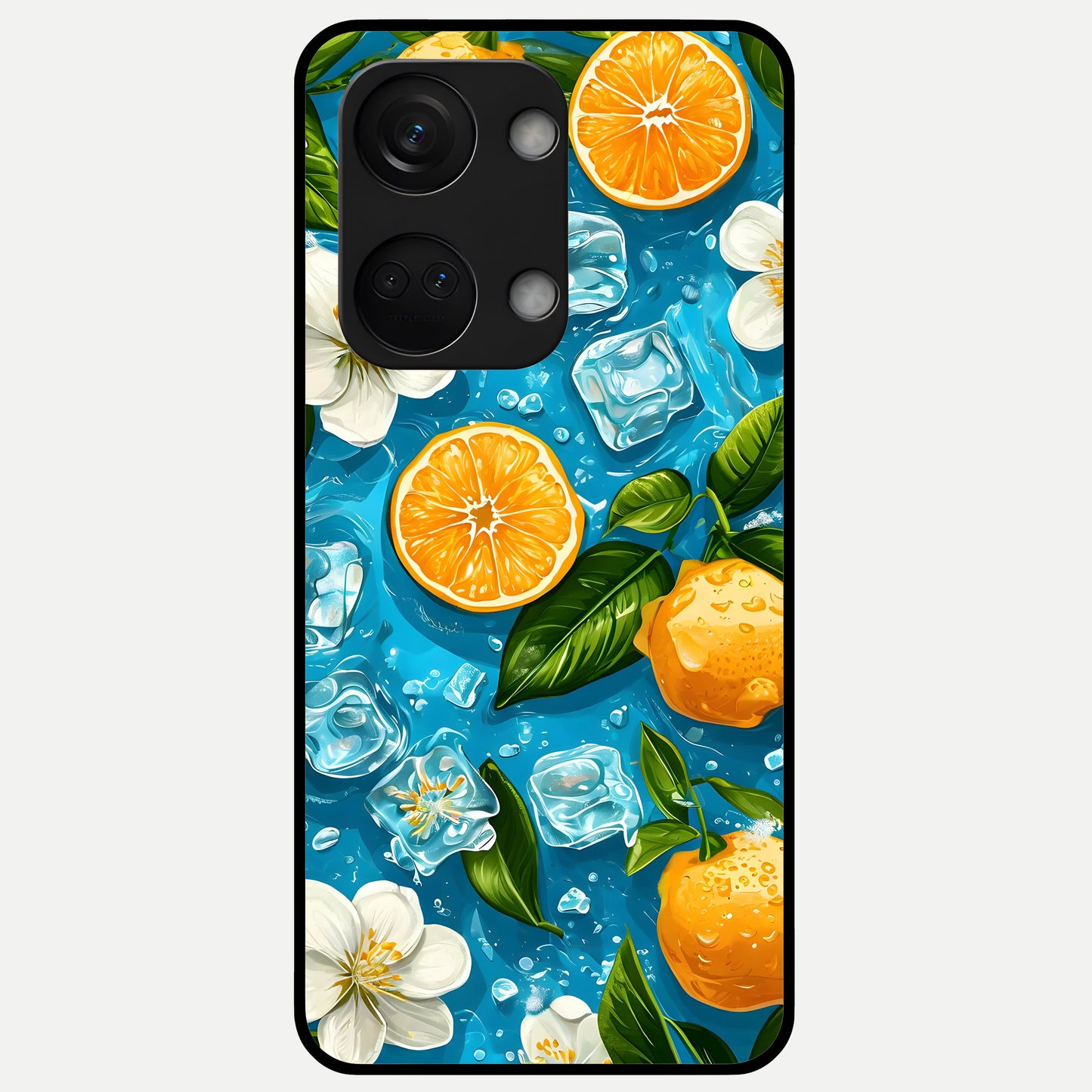  Ice Cube With Orange Glass Case For Oneplus Nord 3 back cover – full design glossy printed glass finish