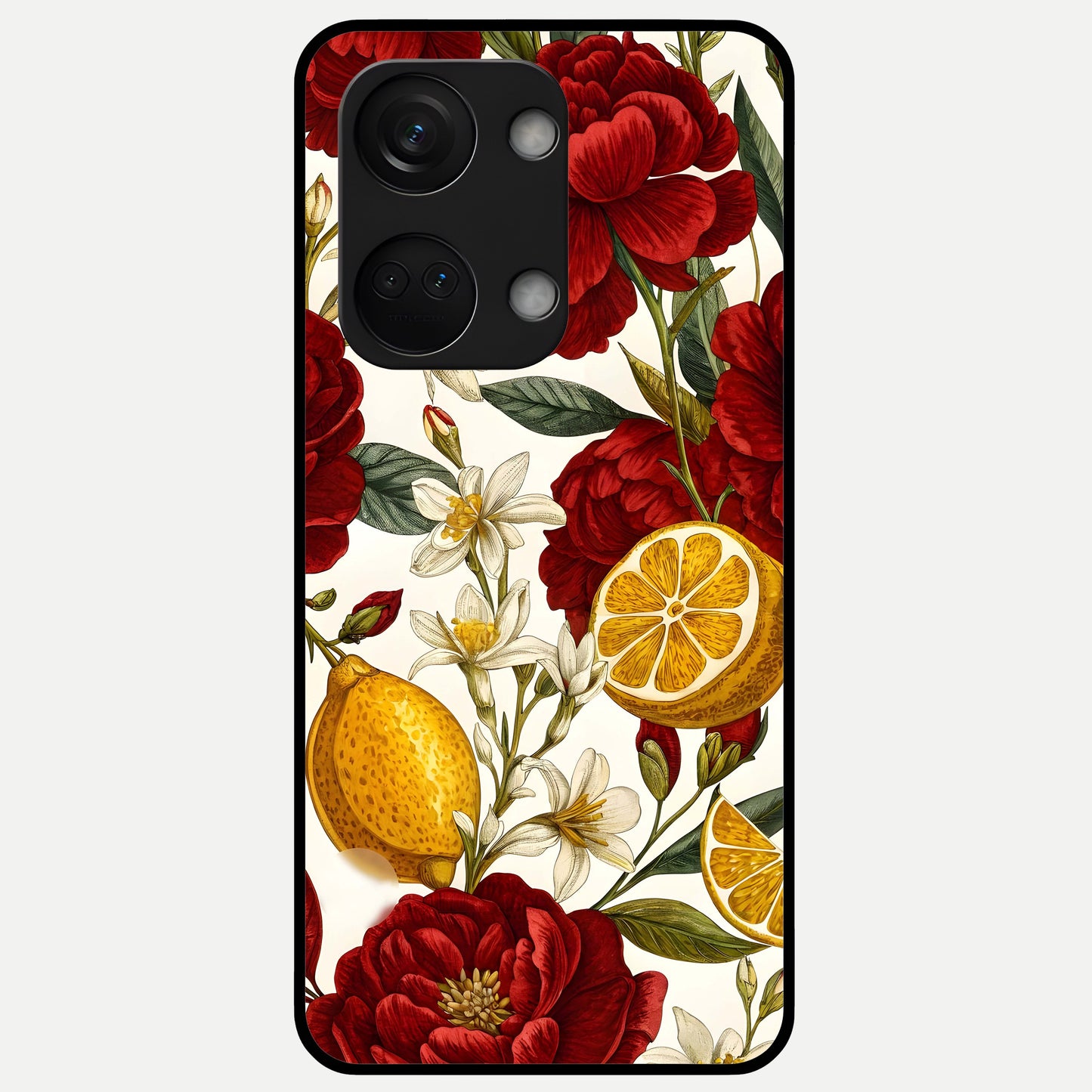  Lemon Rose Charm Glass Case For Oneplus Nord 3 back cover – full design glossy printed glass finish